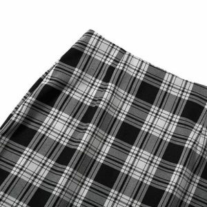 Y2K Fashion Black and White Plaid Mini Skirt - Grunge & Coquette Style