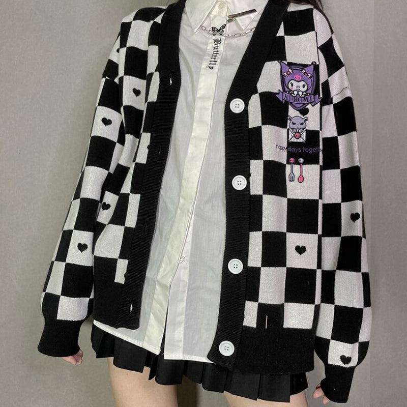 Y2K Fashion Black Buttoned Cardigan - Emo, Grunge & Coquette Style