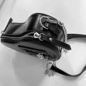 Y2K Fashion Black Heart Crossbody Bag - Emo, Grunge, Coquette Style