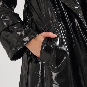 Y2K Fashion Black Trench Coat - Grunge Aesthetic & Coquette Style