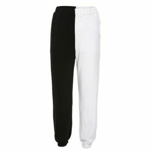 Y2K Fashion Black & White Pants - Grunge Aesthetic & Coquette Style