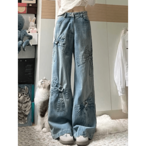 Y2K Fashion Bow Tie Jeans: Grunge Aesthetic & Coquette Style Fusion