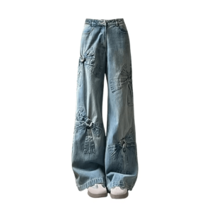 Y2K Fashion Bow Tie Jeans: Grunge Aesthetic & Coquette Style Fusion