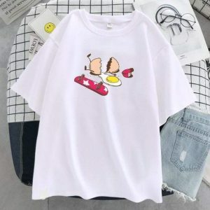 Y2K Fashion Broken Egg Tee - Cute Oversized Graphic Tee for Coquette Style