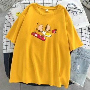 Y2K Fashion Broken Egg Tee - Cute Oversized Graphic Tee for Coquette Style