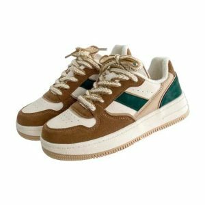 Y2K Fashion Brown Platform Sneakers for Grunge and Coquette Aesthetic