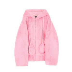 Y2K Fashion Bunny Ears Jacket - Cute Coquette Aesthetic Outerwear