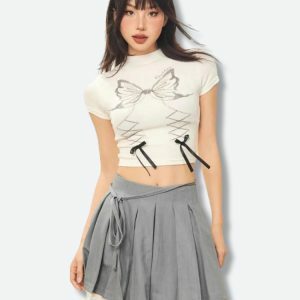 Y2K Fashion Butterfly Crop Top - Cute Aesthetic for Coquette & Grunge Styles