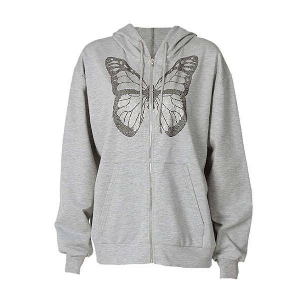 Y2K Fashion Butterfly Hoodie - Cute Oversized Sweater for Coquette Style