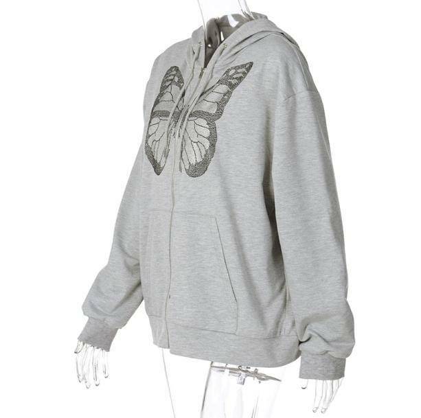 Y2K Fashion Butterfly Hoodie - Cute Oversized Sweater for Coquette Style