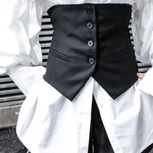 Y2K Fashion Button-Up Underbust Corset Top - Coquette & Grunge Aesthetic