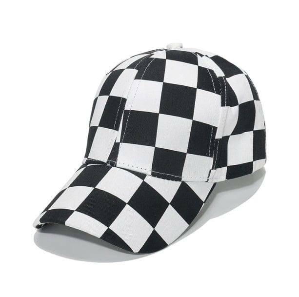 Y2K Fashion Checkered Cap: Emo, Grunge, and Coquette Aesthetic Style