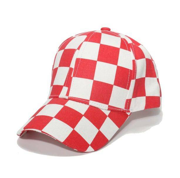 Y2K Fashion Checkered Cap: Emo, Grunge, and Coquette Aesthetic Style