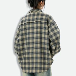 Y2K Fashion Checkered Shirt - Grunge Aesthetic & Coquette Style Top