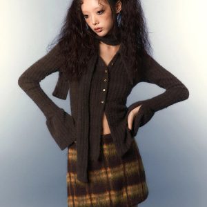 Y2K Fashion Chelsea Collar Knitted Cardigan - Coquette & Grunge Style