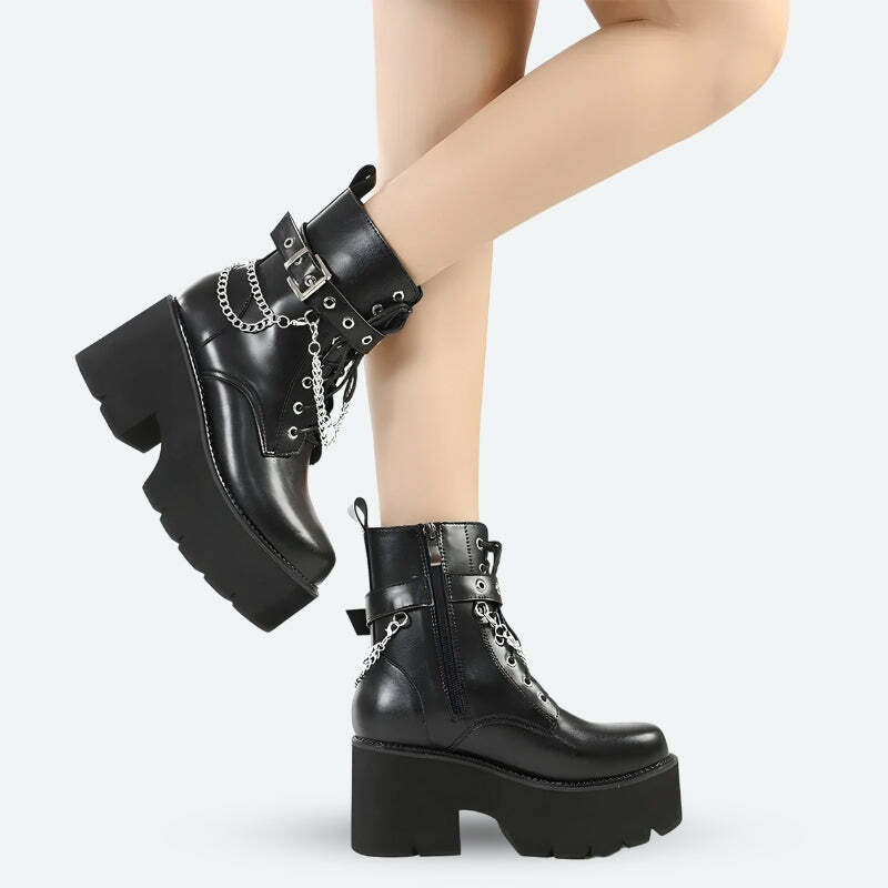 Y2K Fashion Chunky Boots: Grunge Style, Coquette Aesthetic, Emo Vibes