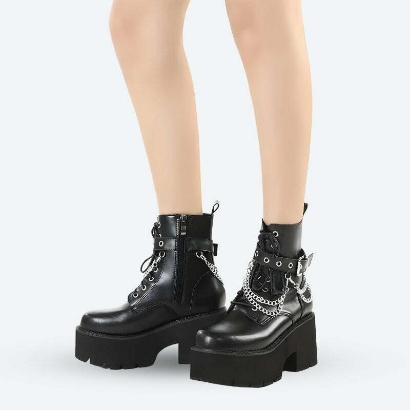 Y2K Fashion Chunky Boots: Grunge Style, Coquette Aesthetic, Emo Vibes