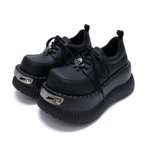 Y2K Fashion Chunky Platform Skull Pumps for Grunge & Coquette Aesthetic