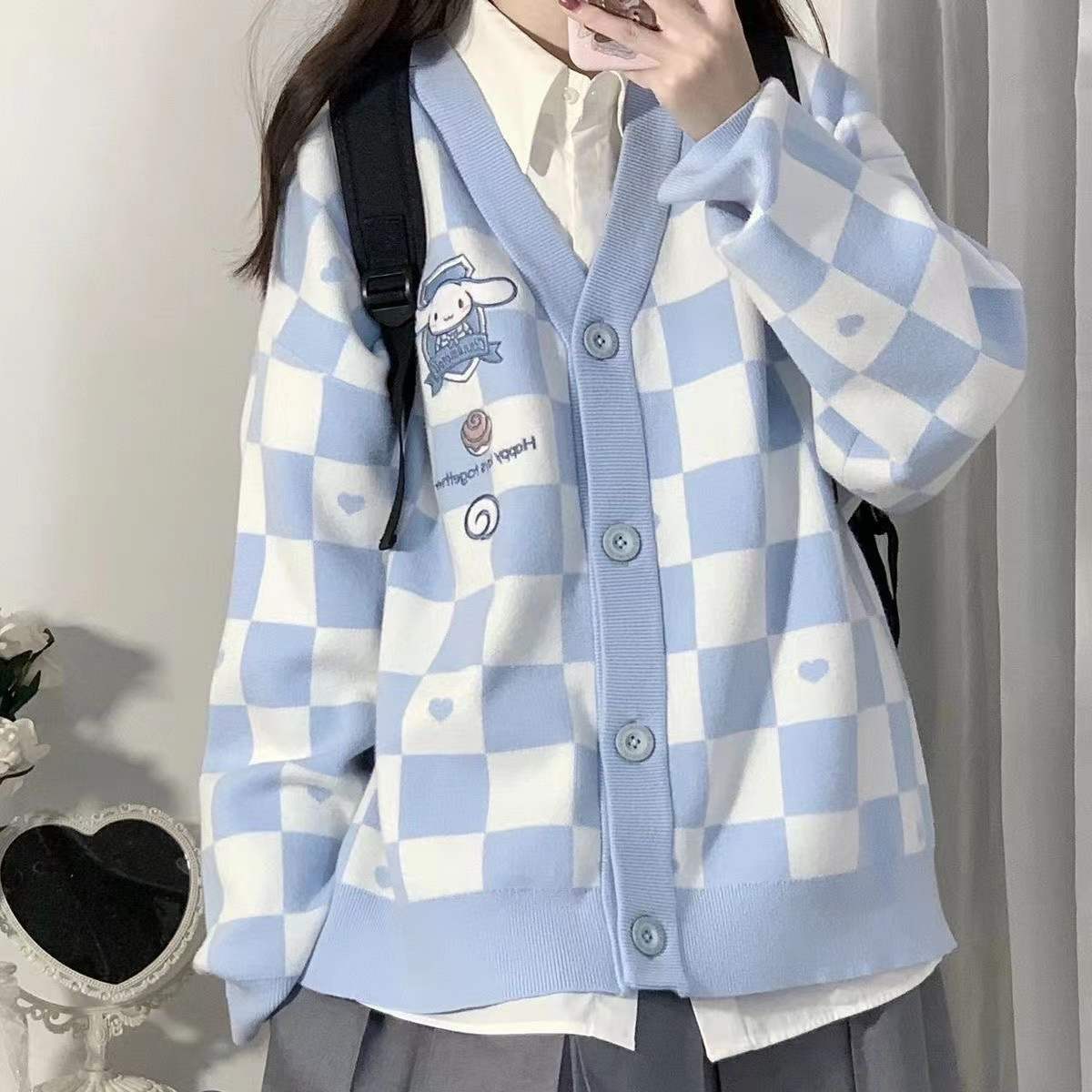 Y2K Fashion Cinnamoroll Buttoned Blue Cardigan - Coquette Aesthetic Style