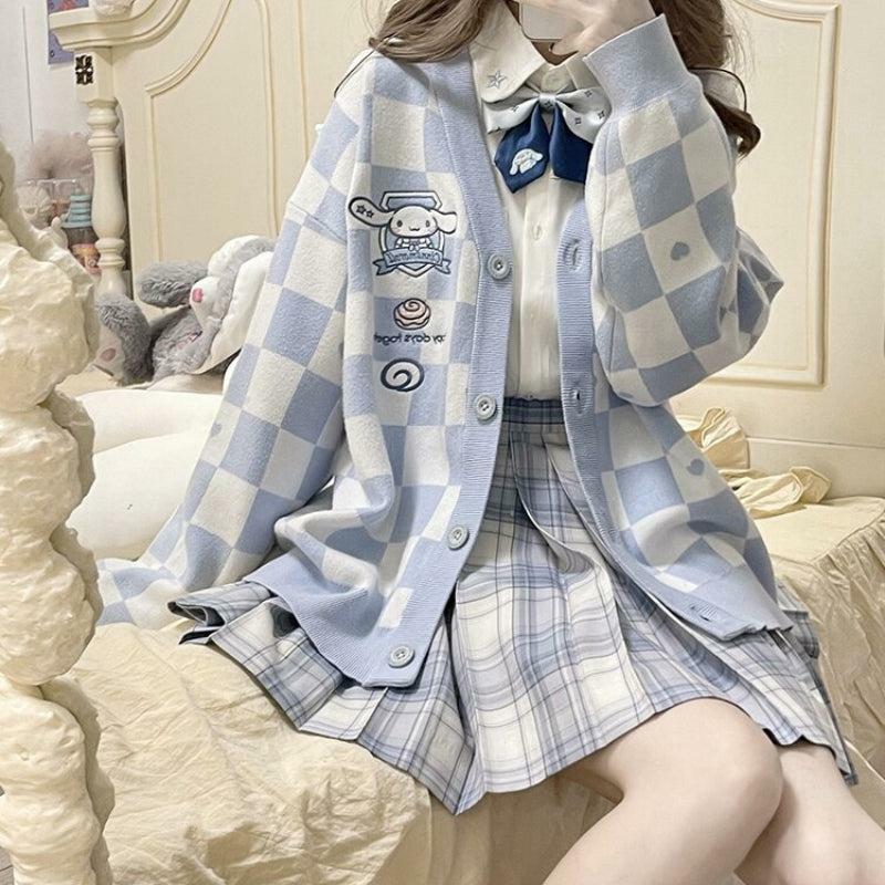 Y2K Fashion Cinnamoroll Buttoned Blue Cardigan - Coquette Aesthetic Style