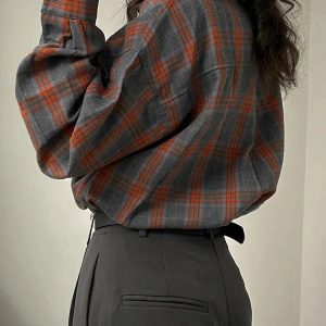 Y2K Fashion Classic Plaid Shirt - Grunge Aesthetic Coquette Style Top