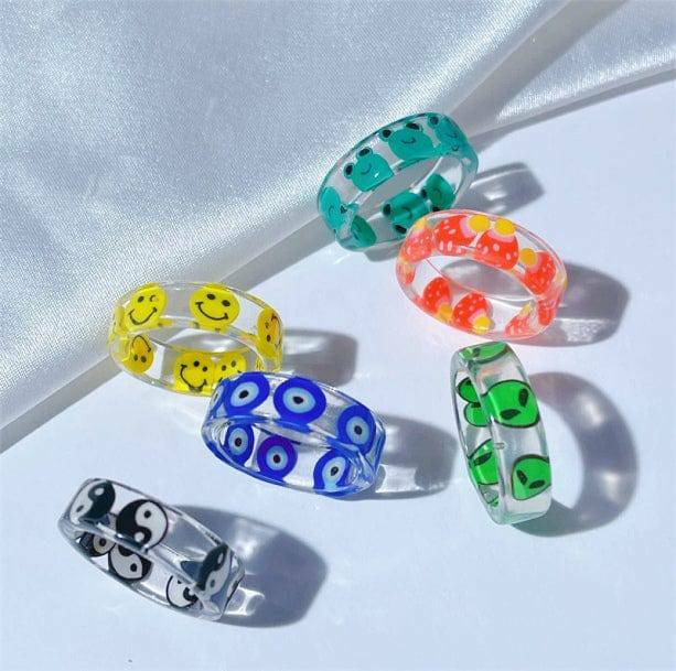 Y2K Fashion Coquette Rings - Cute Emo Grunge Aesthetic Jewelry