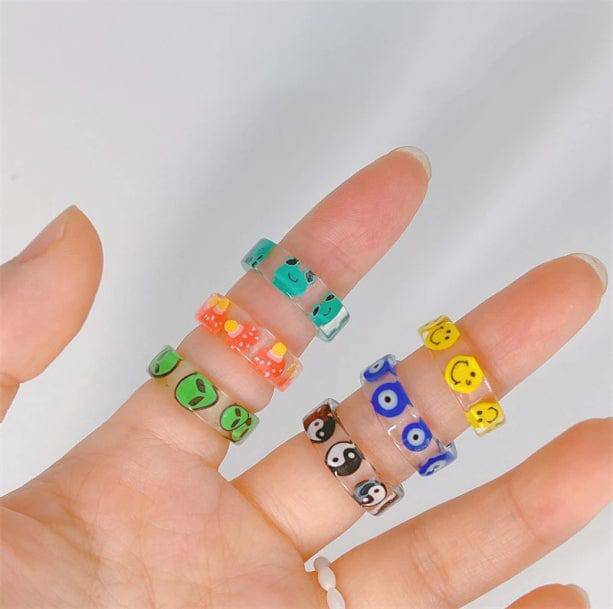 Y2K Fashion Coquette Rings - Cute Emo Grunge Aesthetic Jewelry