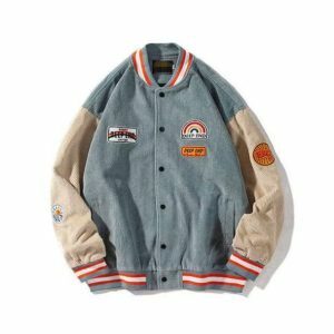 Y2K Fashion Corduroy Baseball Jacket - Grunge Aesthetic & Coquette Style