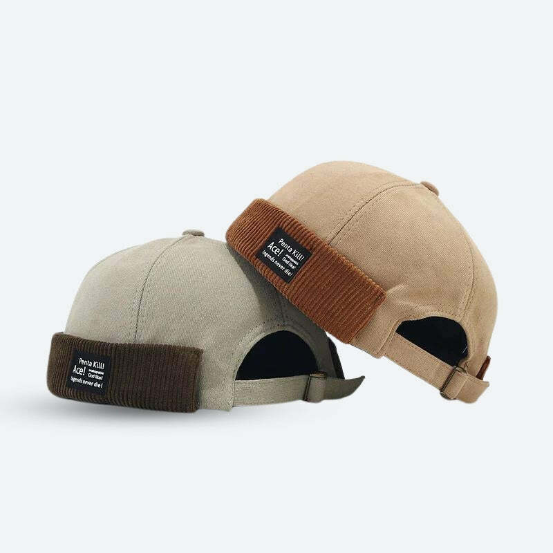 Y2K Fashion Corduroy Skull Cap - Emo, Grunge, and Coquette Aesthetic