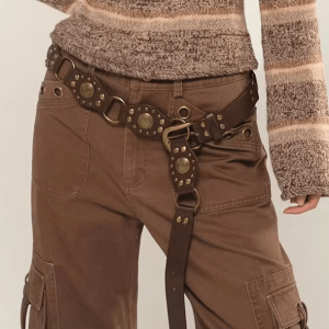 Y2K Fashion Cowgirl Buckle Belt - Grunge Aesthetic & Coquette Style