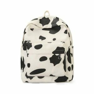 Y2K Fashion Cow's Milk Backpack: Cute Coquette Aesthetic for Everyday Style