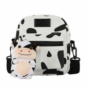 Y2K Fashion Crazy Cow Bag: Cute Coquette Aesthetic for Grunge Style