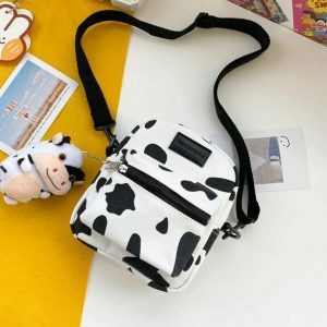 Y2K Fashion Crazy Cow Bag: Cute Coquette Aesthetic for Grunge Style