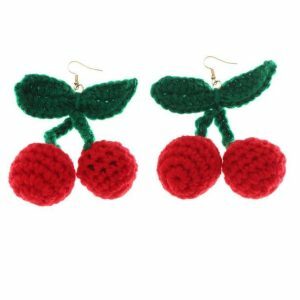 Y2K Fashion Crochet Cherry Earrings - Cute Coquette Aesthetic Jewelry