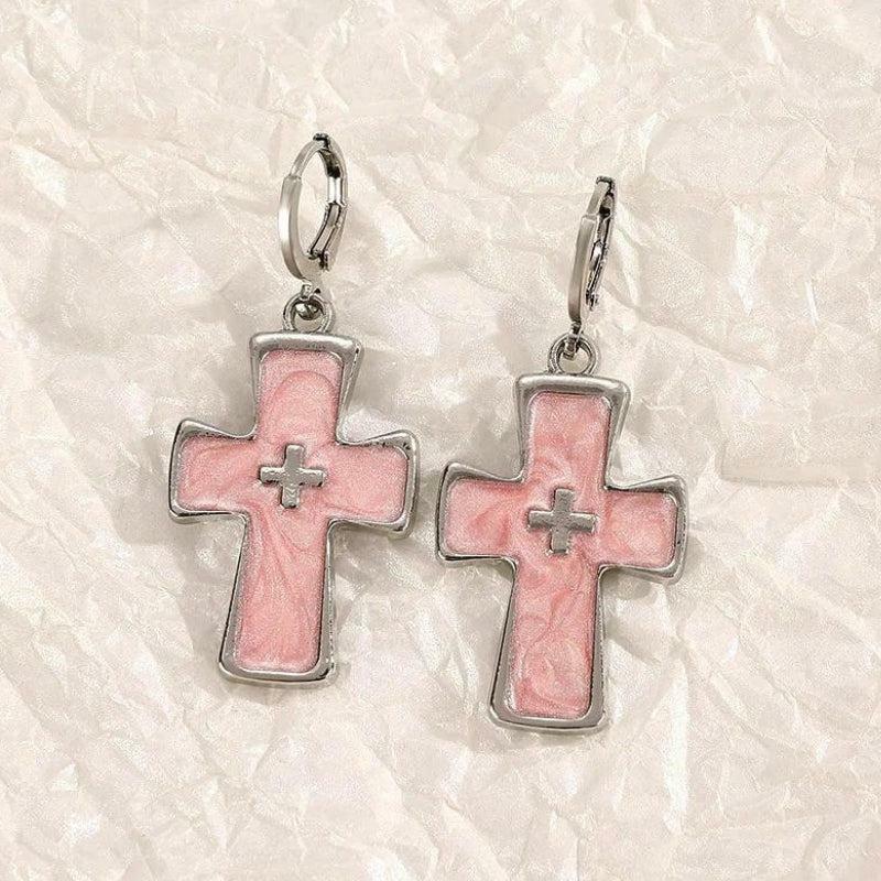 Y2K Fashion Cross Earrings: Cute Coquette & Grunge Aesthetic Jewelry