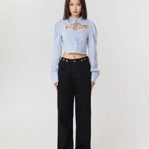 Y2K Fashion Cut Out Crop Top - Coquette Aesthetic & Grunge Style