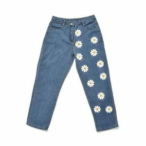 Y2K Fashion Daisy Flower Pants - Coquette Aesthetic Grunge Style Outfit