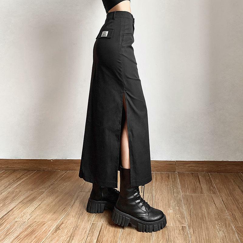 Y2K Fashion Dark Academia Side Slit Maxi Skirt - Grunge & Coquette Style