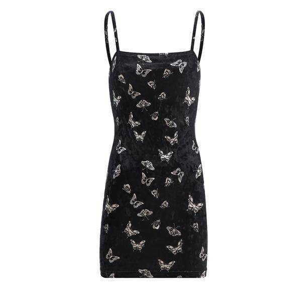 Y2K Fashion Dark Butterfly Dress - Coquette Aesthetic & Grunge Style