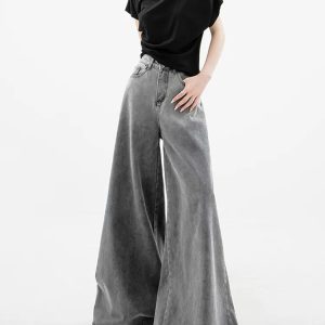 Y2K Fashion Dark Wash Super Wide Leg Jeans for Grunge & Coquette Styles