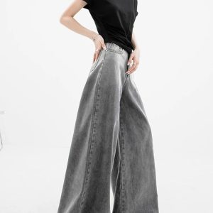 Y2K Fashion Dark Wash Super Wide Leg Jeans for Grunge & Coquette Styles