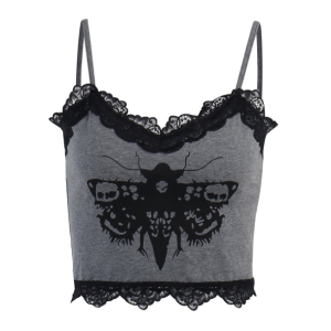 Y2K Fashion Death Moth Crop Top - Grunge Aesthetic & Coquette Style