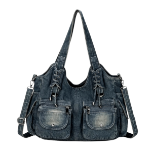 Y2K Fashion Denim Bag - Cute Coquette Aesthetic for Grunge Style Lovers