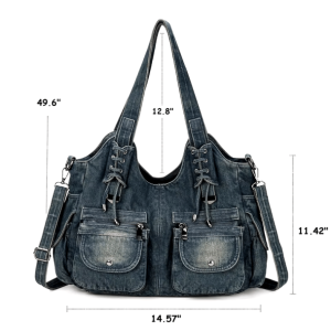 Y2K Fashion Denim Bag - Cute Coquette Aesthetic for Grunge Style Lovers