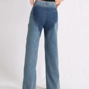 Y2K Fashion Denim Cut Out Jeans - Grunge Style & Coquette Aesthetic