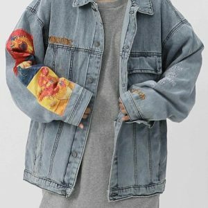 Y2K Fashion Denim Jacket: Grunge Aesthetic Meets Coquette Style