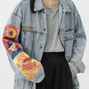 Y2K Fashion Denim Jacket: Grunge Aesthetic Meets Coquette Style