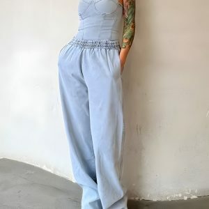 Y2K Fashion Denim Top & Pants Set - Grunge Aesthetic Coquette Style