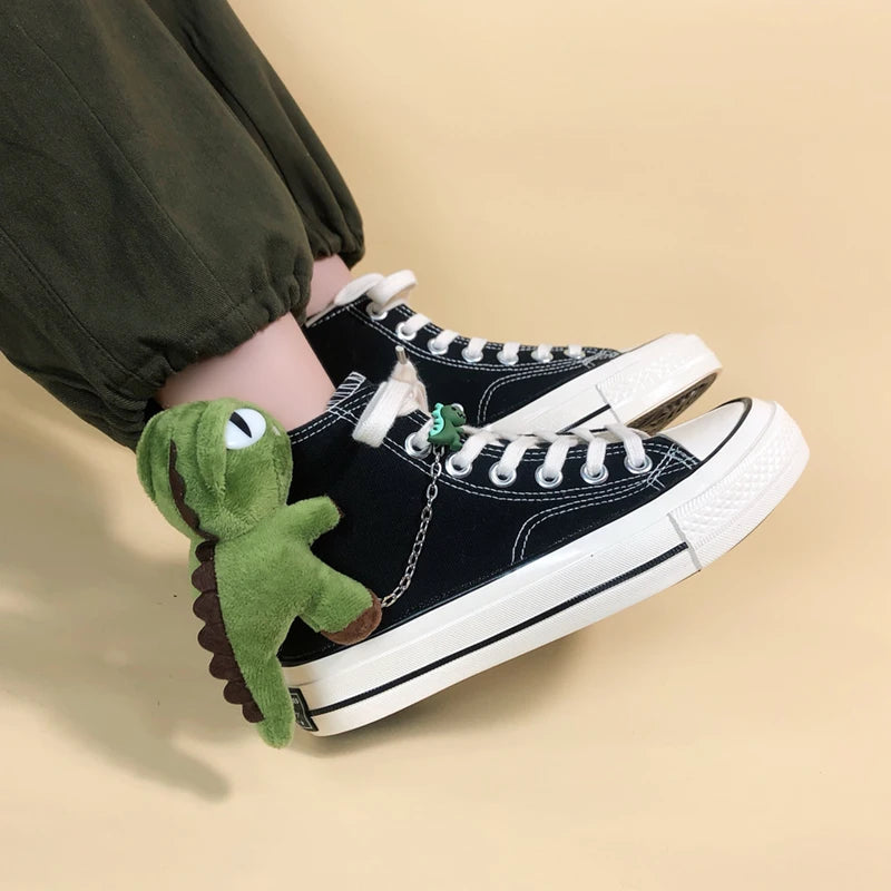 Y2K Fashion Dinosaur Canvas Shoes - Cute Aesthetic Footwear for Emo & Grunge Styles