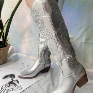 Y2K Fashion Disco Cowgirl Knee-High Boots - Grunge & Coquette Style